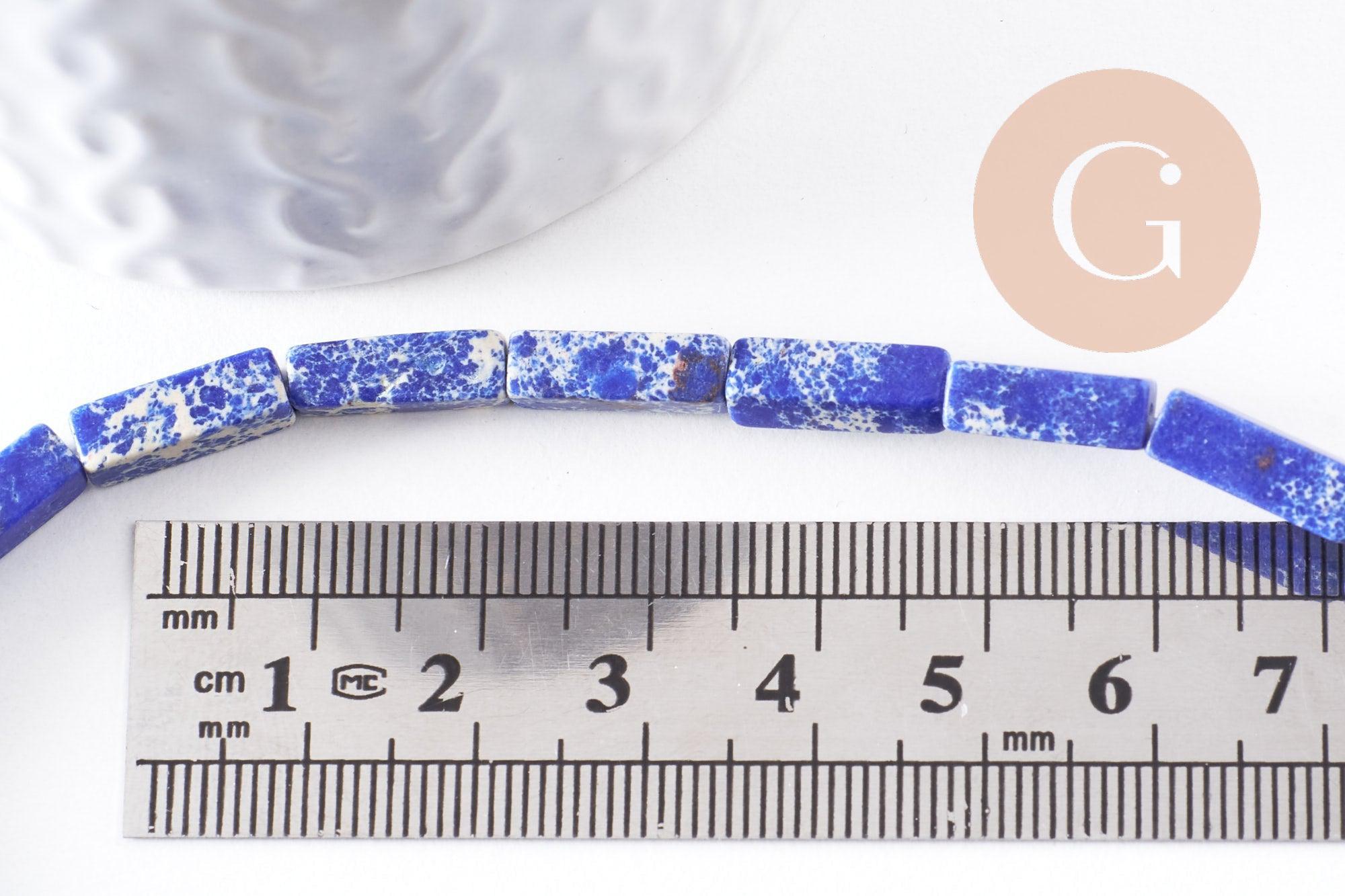 Perle rectangulaire regalite de synthèse bleu roi 12mm, x1 fil de 38 cm (G3988)
