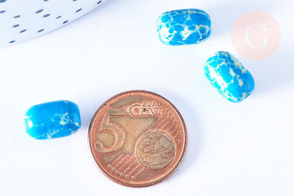 Perle regalite bleu turquoise ovale 13mm, pierre, x5 (G7081)