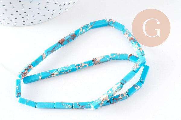 Perle regalite bleu turquoise rectangulaire,regalite,perles jaspe,perles pierre,12mm, fil de 29 perles environ , x1 (G1107)