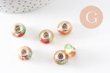 Perle résine rondelle facettée multicolore argent,des perles originales et transparentes pour création bijoux ,14mm, x1 (G4385)
