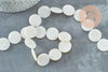 Perle rond nacre blanche naturelle 20mm, coquillage blanc, fil de 40cm, x1 (G5582)