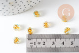 Perle ronde Lettre Alphabet plastique paillettes doré, x10Gr (G1968)