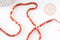 Perle ronde agate naturelle orange facettée 4mm, x1 fil de 35cm (G4481)