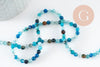 Perle ronde agate naturelle teintée bleu océan facettée 4mm, x1 fil de 37cm (G1527)