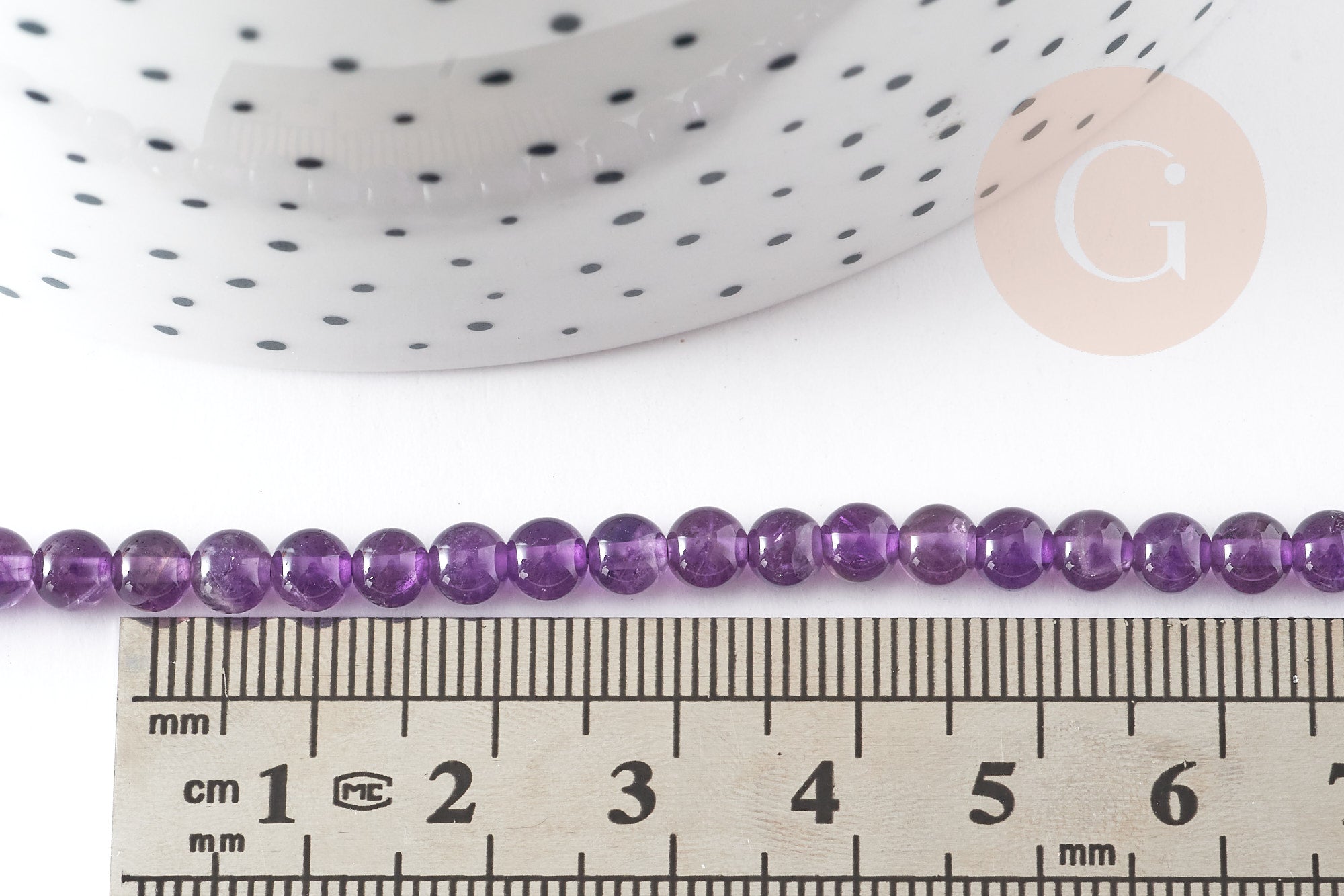 Perle ronde amethyste violette naturelle 4mm, x1 fil 20cm (G5365)