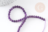 Perle ronde amethyste violette naturelle 4mm, x1 fil 20cm (G5365)