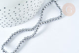Perle ronde hématite de synthèse gris clair 4mm,DIY, x1 le fil de 39cm (G7402)