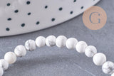 Perle ronde howlite blanche naturelle 4mm, x1 fil de 38cm (G3841)