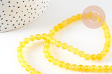 Perle ronde jade naturel jaune orangé 6mm, x1 fil de 38cm (G0872)