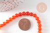 Perle ronde jade naturel orange teinté 6mm, x1 fil de 39cm (G8955)