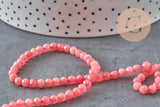 Perle ronde jade naturel rose facette 4mm, x1 fil de 38 cm (G2335)-Perles-Gingerlily Perles