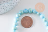 Perle ronde jade naturel turquoise et or 8mm, x1 fil de 40cm (G5211)