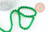 Perle ronde jade naturel vert teinté 6mm, x1 fil de 38cm (G4410)