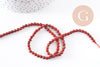 Perle ronde jaspe rouge naturel AB+ facettes 4mm, x1 fil de 37cm (G1173)
