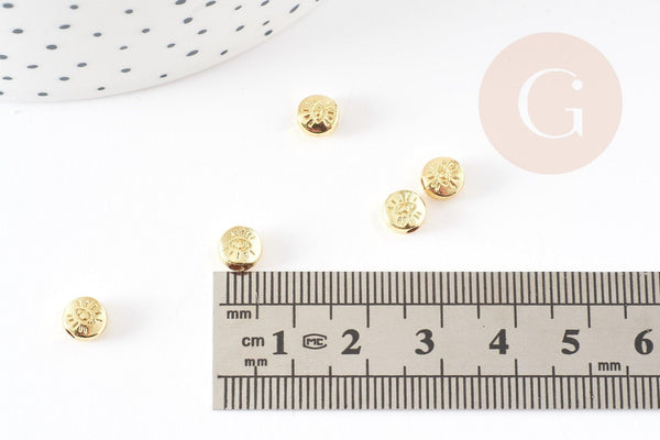 Perle ronde mauvais œil zamac doré 18K 9.5mm, x10 (G5461)