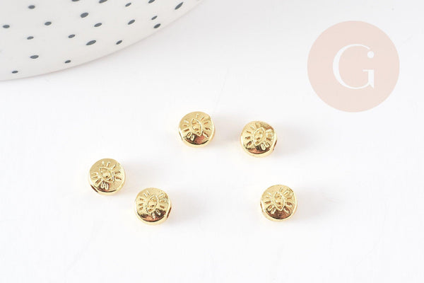 Perle ronde mauvais œil zamac doré 18K 9.5mm, x10 (G5461)