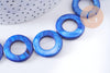 Perle ronde nacre bleue naturelle 24mm, perle disque coquillage bleu, coquillage bleu, fil de 36 cm x1 (G5846)
