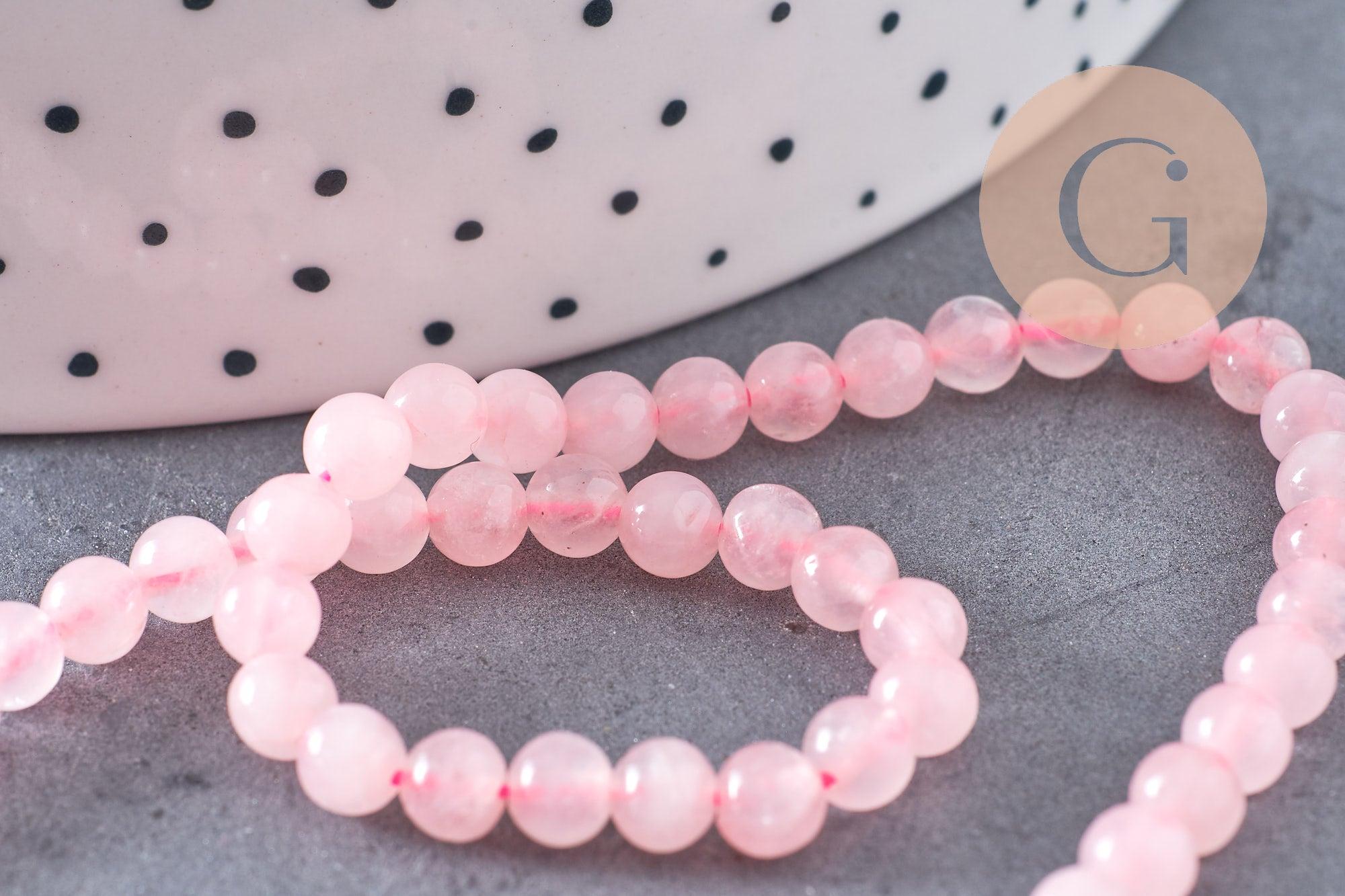 Perle ronde quartz rose, quartz rose naturel, pierre précieuse,4mm,le fil de 39cm, x1 (G2445)