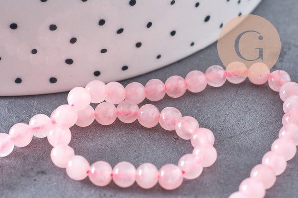 Perle ronde quartz rose, quartz rose naturel, perle pierre, pierre précieuse,4mm,le fil de 39cm, x1 (G2445)