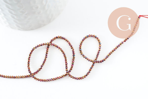 Perle ronde verre facettée multicolore irisée 2mm, fil de 35cm x1 (G7456)