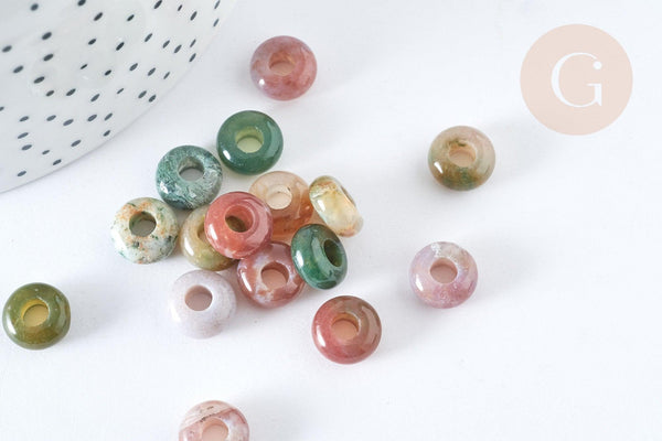 Perle rondelle agate indienne création bijoux 10mm, création bijoux pierre naturelle, x 2 (G7561)