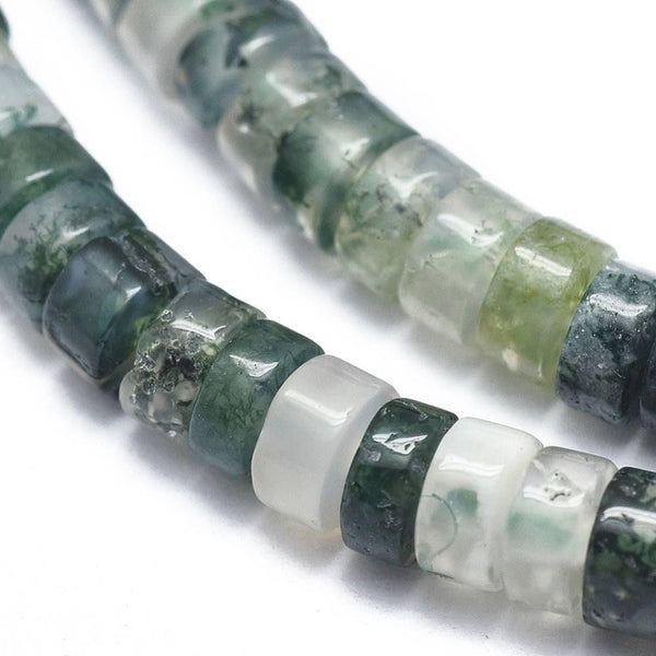 Perle rondelle agate mousse, perle agate ,agate mousse naturelle, perle pierre, 4mm, fil de 160 perles, x1 (G3017)