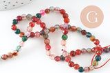 Perle rondelle agate multicolore,perle agate naturelle ,pierre naturelle,perle facette,4mm,fil de 37cm, x1 (G6849)