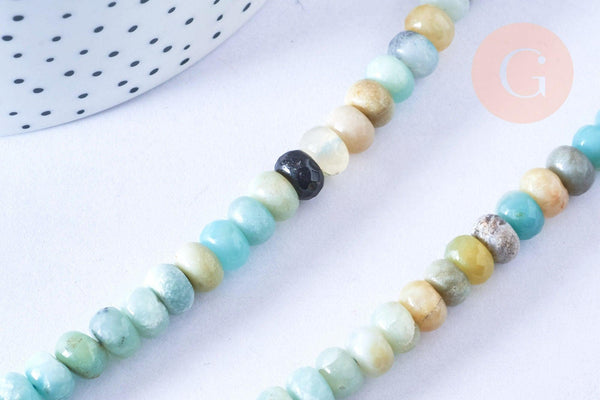 Perle rondelle amazonite facetté naturelle,Pendentif bijoux, pierre naturelle,10mm, fil de 39cm x1 (G6720)