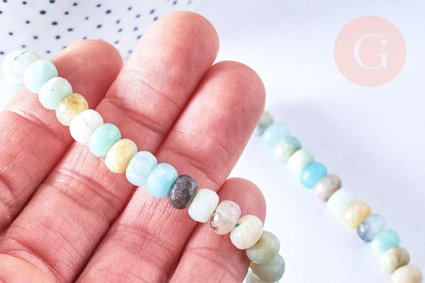 Perle rondelle amazonite facetté naturelle,Pendentif bijoux, pierre naturelle,10mm, fil de 39cm x1 (G6720)