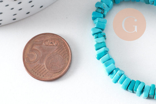 Perle rondelle carré turquoise siankiang 5x5mm,perles pierre, turquoise naturelle, x70 perles (G4049)