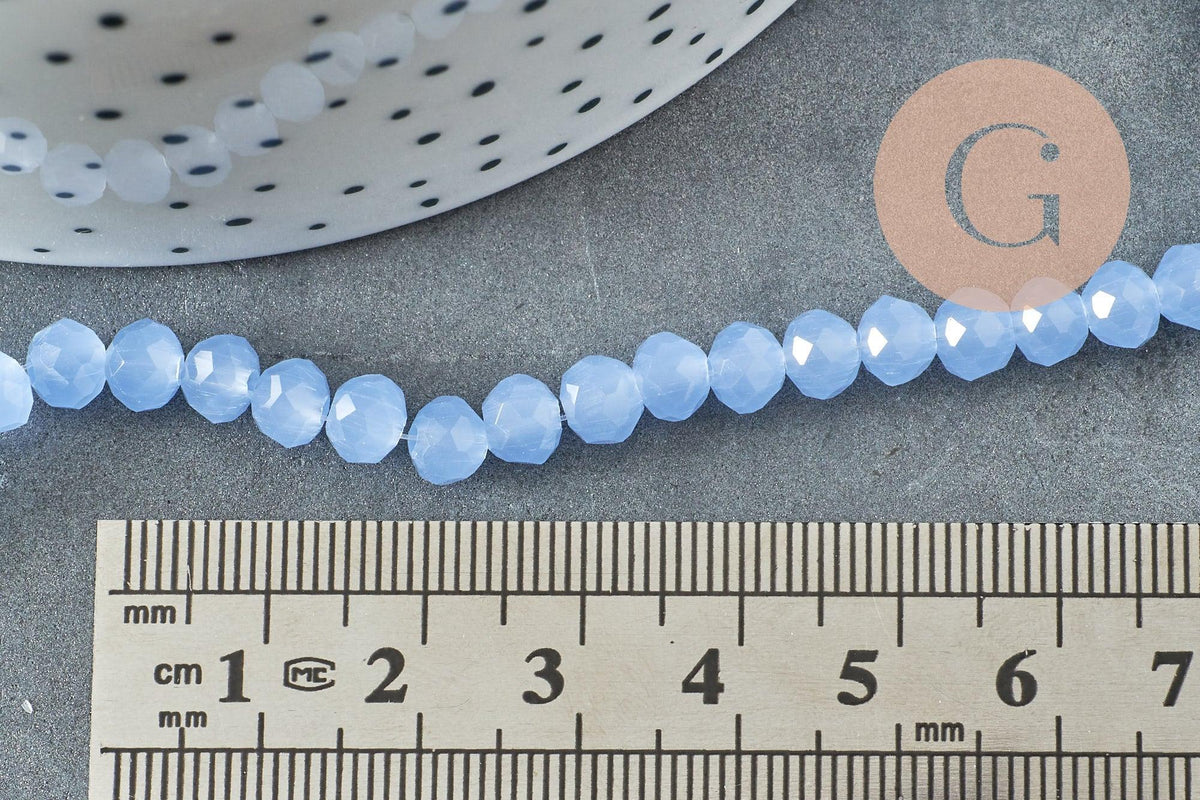 Perle rondelle cristal bleu clair facette 6x5mm, x1 fil de 38cm (G6371)