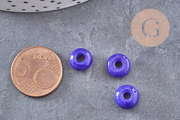 Perle rondelle donut verre opaque bleu foncé,des perles reondelles verre pour vos créations de bijoux et bracelet,3-5x9mm, x 20 (G4596)
