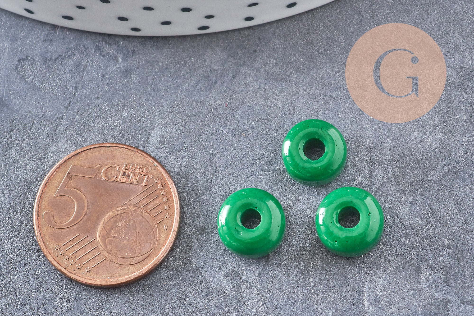 Perle rondelle donut verre opaque vert foncé 3-5x9mm, x20 (G4595)