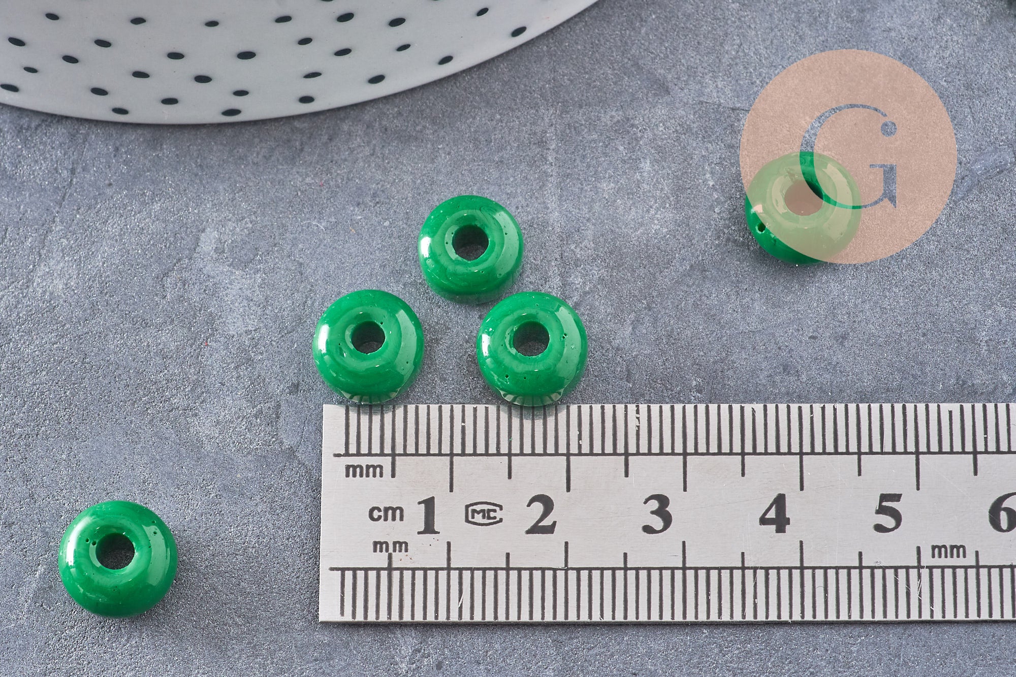 Perle rondelle donut verre opaque vert foncé 3-5x9mm, x20 (G4595)