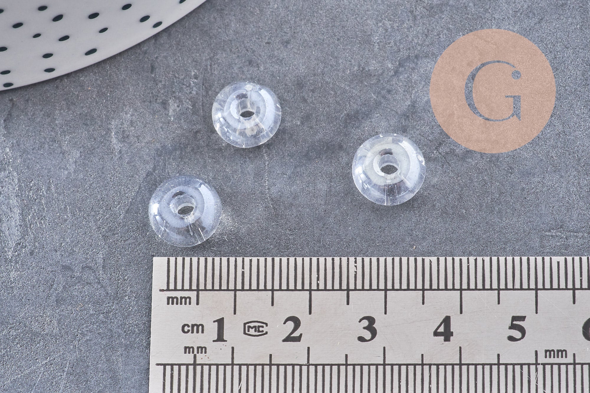 Perle rondelle donut verre transparent 3-5x9mm, x 20 (G4389)