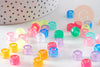Perle rondelle en plastique translucide phosphorescente multicolore 9mm, x50 (G6404)