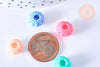 Perle rondelle fleur plastique opaque multicolore 12mm , perle plastique coloré, couleurs mélangées,x 50 perles G6398