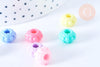 Perle rondelle fleur plastique opaque multicolore 12mm , perle plastique coloré, couleurs mélangées,x 50 perles G6398