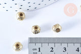 Perle rondelle gravée en plastique doré 8mm, x50 perles (G6432)