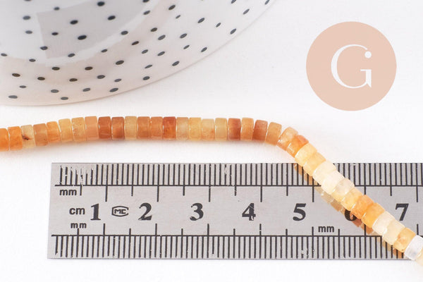 Perle rondelle heishi jade jaune topaze, jade naturel, perle pierre, 4.5mm, fil de 160 perles, x1 (G3048)