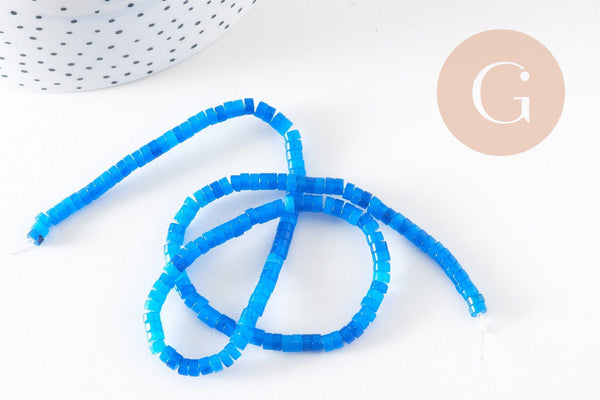 Perle rondelle heishi jade naturel bleu 4x2mm, fil de 38cm x1 (G10755)