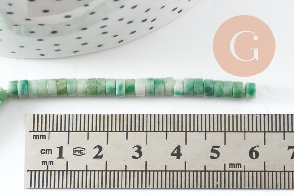 Perle rondelle heishi jade naturel vert 4.5mm, x1 fil de 40cm (G2701)