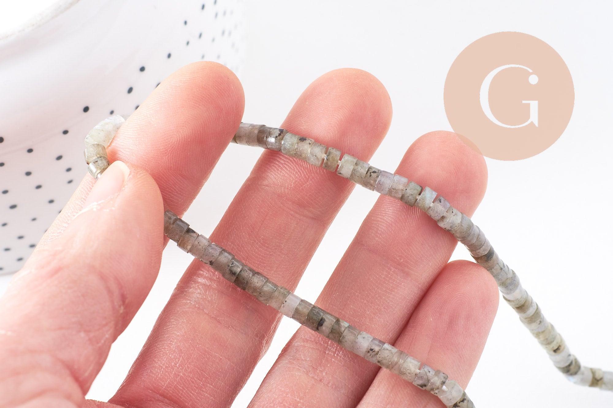 Perle rondelle heishi labradorite naturelle 4.5mm, pierre, fil de 38cm, x1 (G2700)