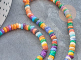 Perle rondelle heishi nacre multicolore 4mm, x1 fil 38cm (G9039)