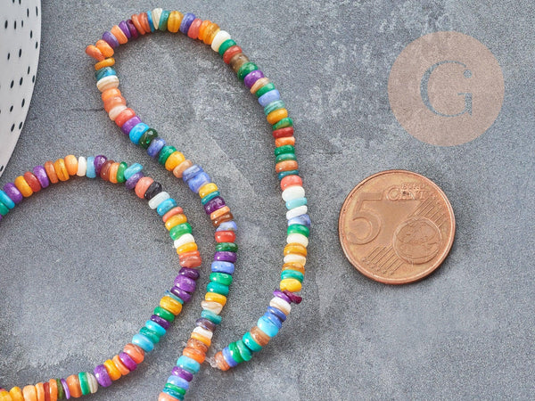 Perle rondelle heishi nacre multicolore 4mm, x1 fil 38cm (G9039)