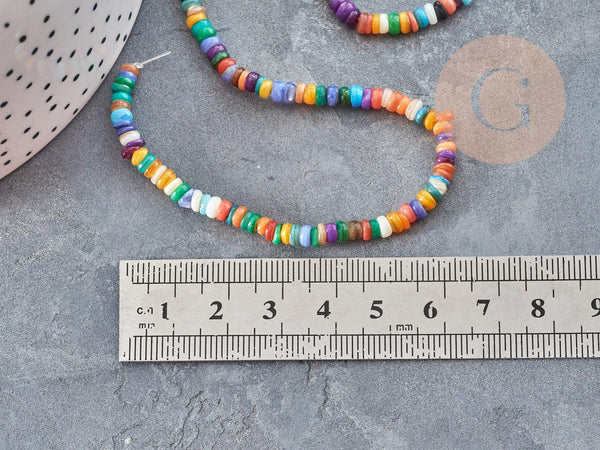 Perle rondelle heishi nacre multicolore 4mm, x1 fil 38cm (G9039)