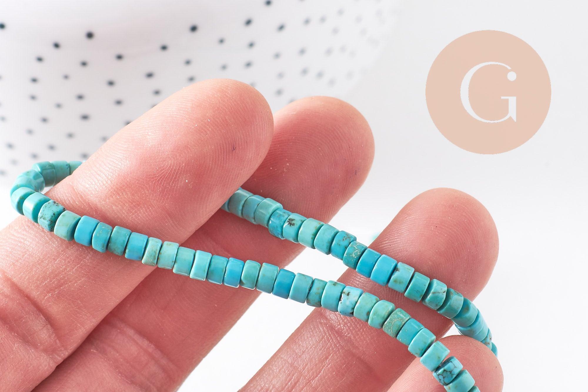 Perle rondelle howlite turquoise naturelle 4mm, x1 fil de 150 perles (G103x1