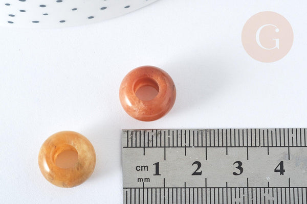 Perle rondelle jade de topaze création bijoux 14mm, x2 (G7559)