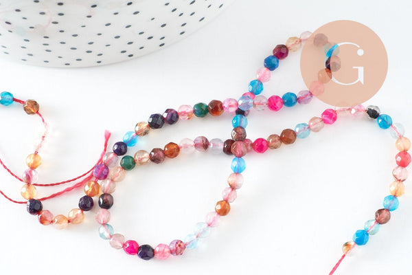 Perle rondelle jade multicolore,perle jade,pierre naturelle,jade naturel,perle facette,jade,4mm,fil de 38cm, x1 (G1989)