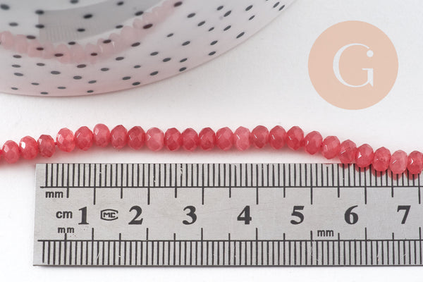 Perle rondelle jade naturel facettes 2x4mm, x1 fil de 34.5cm (G10918)